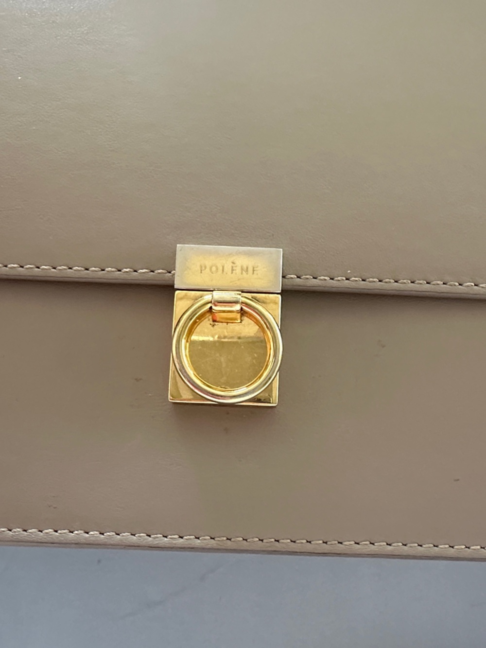 Polène Taupe Leather Crossbody Bag with Gold Hardware - Picture 8 of 9